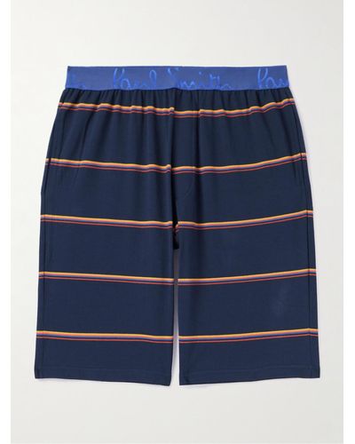 Paul Smith Striped Stretch-cotton Jersey Pyjama Shorts - Blue