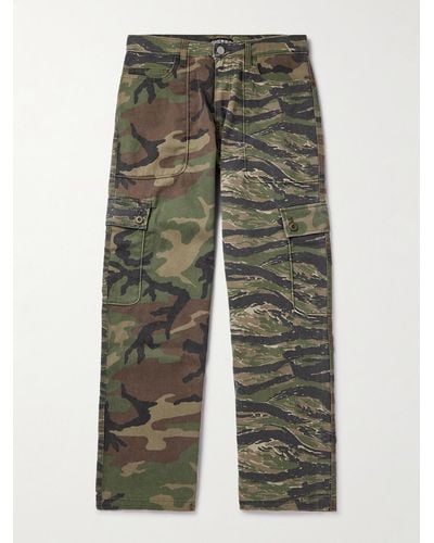 CHERRY LA Gerade geschnittene Hose aus Baumwoll-Canvas mit Camouflage-Print - Grün