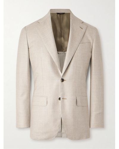 Thom Sweeney Unstructured Slim-fit Checked Cashmere Blazer - Natural