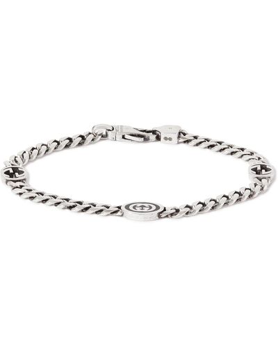 Gucci Sterling Silver And Enamel Chain Bracelet - Metallic