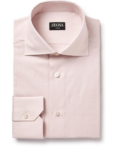 Zegna Trofeo Checked Cotton-poplin Shirt - Pink