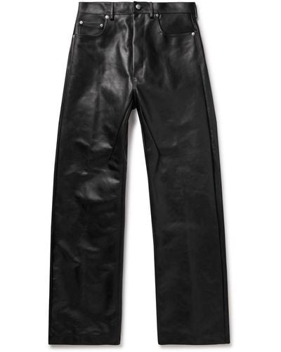 Rick Owens Geth Straight-leg Oiled-leather Jeans - Blue