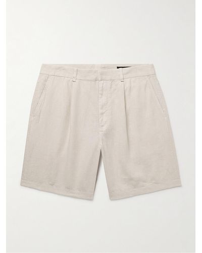 Rag & Bone Elliot Straight-leg Pleated Linen Shorts - Natural