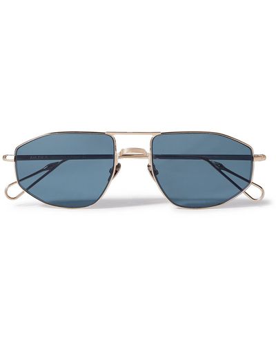 Ahlem Quai D'orsay Hexagonal-frame Gold-tone Sunglasses - Blue