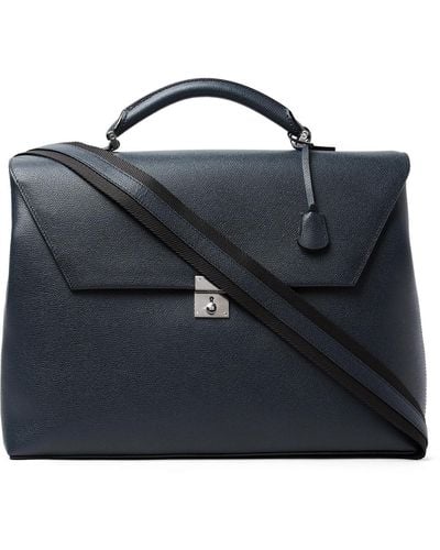 Valextra Pebble-grain Leather Briefcase - Blue