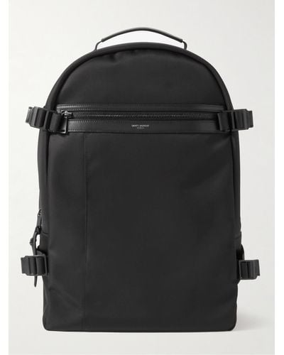 Saint Laurent City Trekking Leather-trimmed Shell Backpack - Black
