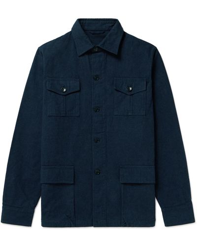 Sid Mashburn Cotton-flannel Overshirt - Blue