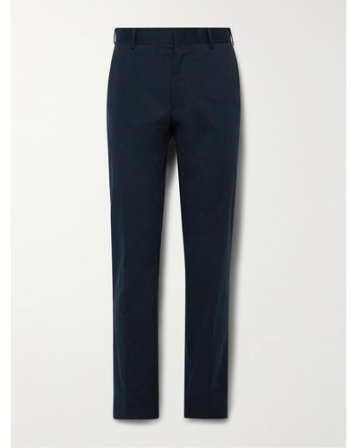 Brioni Pienza Slim-fit Straight-leg Cotton-blend Twill Trousers - Blue