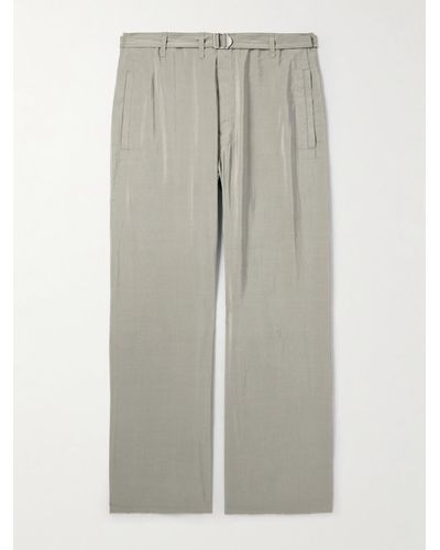 Lemaire Straight-leg Belted Silk-blend Trousers - Grey