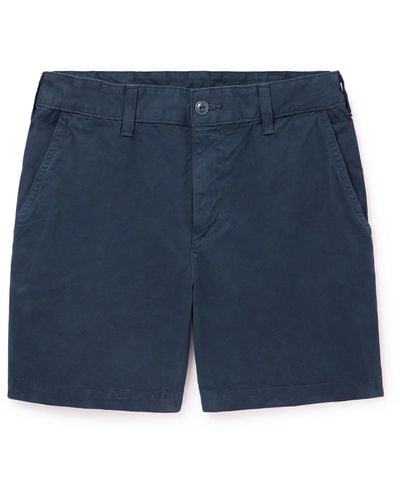 Save Khaki Slim-fit Straight-leg Cotton-twill Shorts - Blue