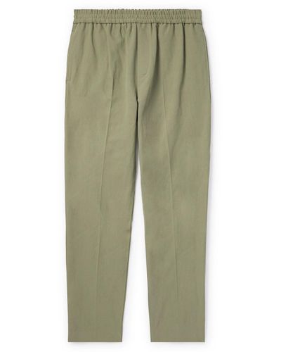 A.P.C. Pieter Straight-leg Pleated Cotton And Linen-blend Pants - Green