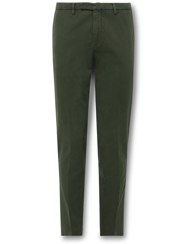 Boglioli Slim-fit Garment-dyed Cotton-blend Twill Suit Pants - Green