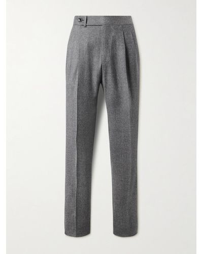 James Purdey & Sons Straight-leg Pleated Wool-flannel Pants - Grey