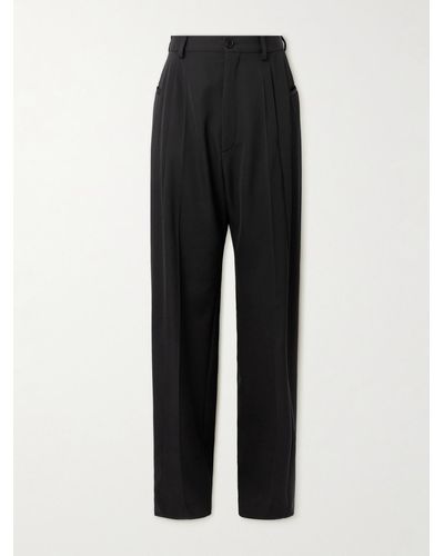 Balenciaga Pantaloni a gamba larga in lana Barathea con pinces - Nero
