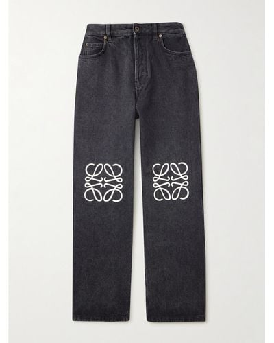 Loewe Anagram Straight-leg Logo-appliquéd Jeans - Blue