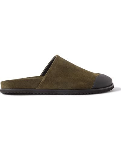 MR P. David Rubber-trimmed Suede Mules - Brown