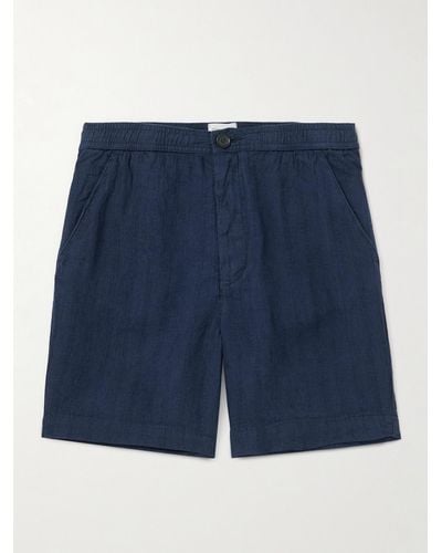 Oliver Spencer Osborne Straight-leg Linen Shorts - Blue