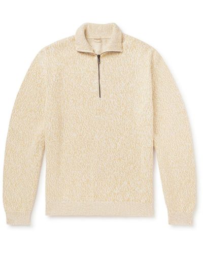 Massimo Alba Ribbed Cotton Half-zip Sweater - Natural