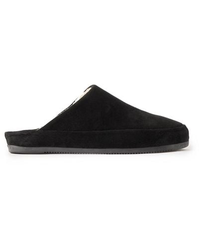 Mulo Shearling-lined Suede Slippers - Black