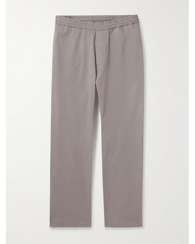 Barena Tapered Garment-dyed Cotton-blend Gabardine Trousers - Grey