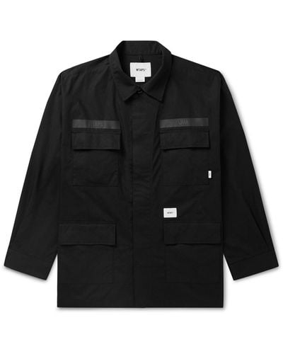WTAPS Logo-embroidered Cotton-ripstop Overshirt - Black