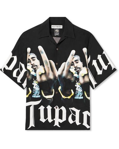 Wacko Maria Tupac Camp-collar Printed Satin Shirt - Black