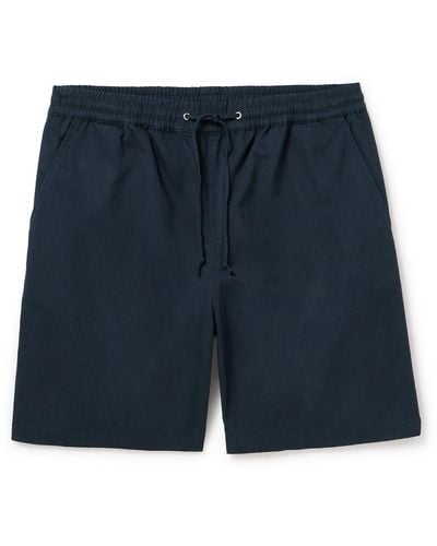 Universal Works Beach Straight-leg Cotton-twill Shorts - Blue