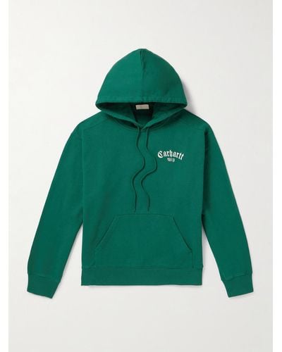 Carhartt Onyx Logo-embroidered Cotton-jersey Hoodie - Green