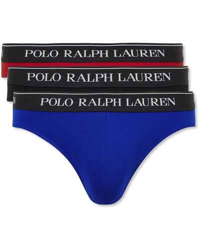 Polo Ralph Lauren Three-pack Stretch-cotton Briefs - Blue