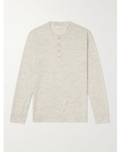 Club Monaco Space-dyed Wool-blend Henley T-shirt - White
