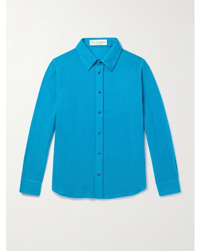God's True Cashmere Hemd aus Kaschmirgaze - Blau