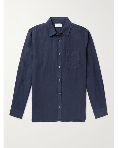 MR P. Garment-dyed Linen Shirt - Blue