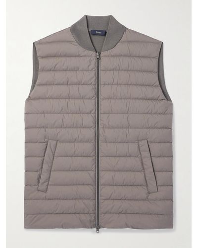 Herno Padded Shell And Wool And Silk-blend Down Gilet - Brown