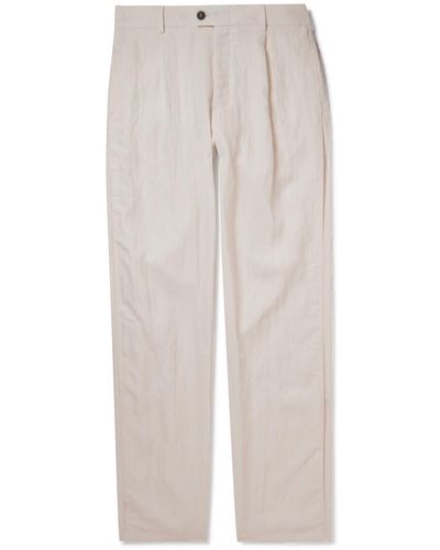 Giorgio Armani Straight-leg Pleated Crinkled Stretch-shell Pants - White