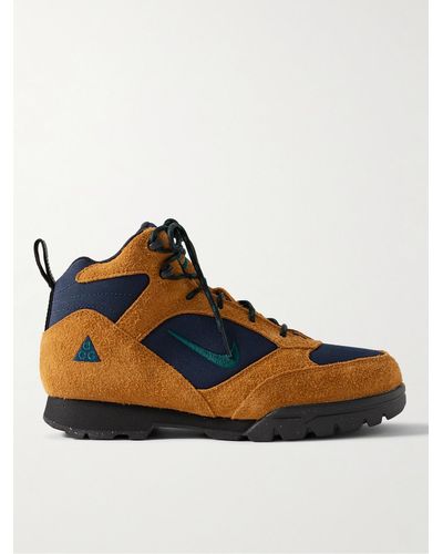 Nike Acg Torre Mid Canvas And Suede Hiking Boots - Brown