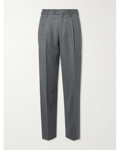 James Purdey & Sons Tapered Pleated Wool-flannel Trousers - Grey