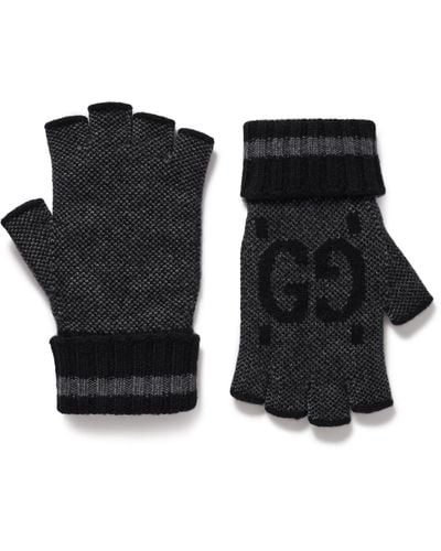 Gucci GG Cashmere Fingerless Gloves - Black