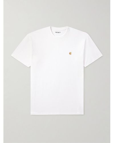 Carhartt Logo-embroidered Cotton-jersey T-shirt - White