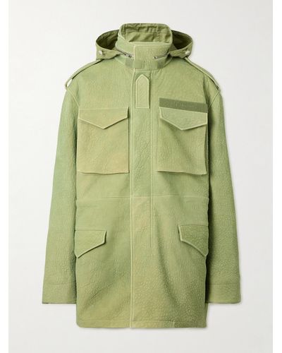 Givenchy Oversized Textured-leather Hooded Parka - Green