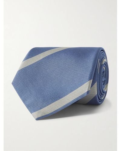 MR P. Gestreifte Krawatte aus Seiden-Twill - Blau