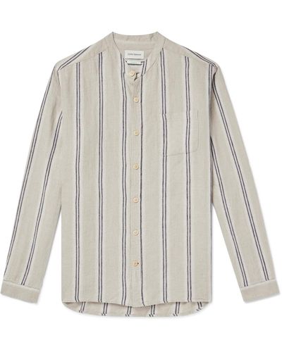 Oliver Spencer Grandad-collar Striped Linen Shirt - White