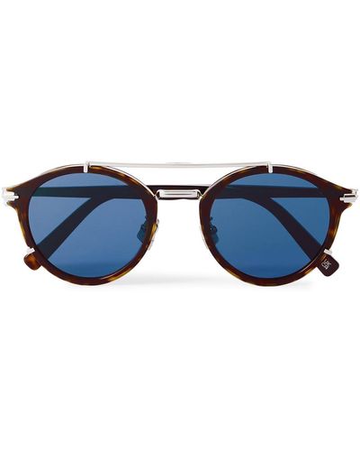 Dior Blacksuit R7u Acetate And Silver-tone Round-frame Sunglasses - Blue
