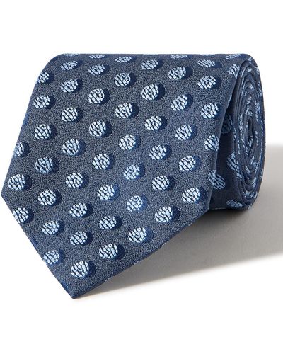 Charvet 8.5cm Polka-dot Silk-jacquard Tie - Blue