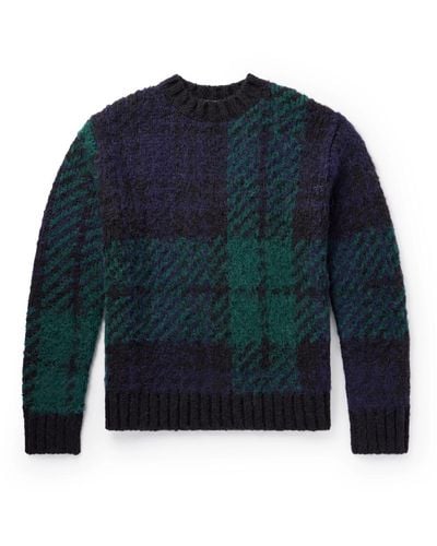 Sacai Checked Jacquard-knit Sweater - Blue