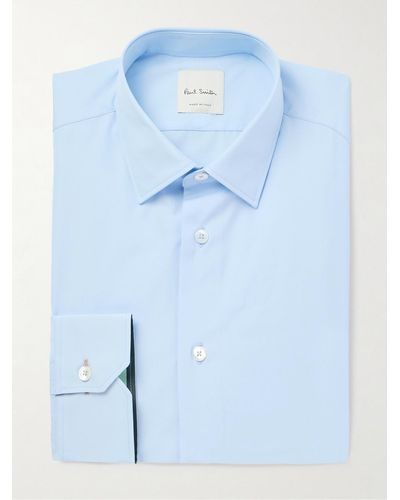 Paul Smith Camicia slim-fit in popeline di cotone con collo alla francese - Blu