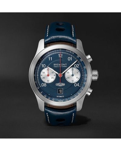 Bremont Jaguar D-type Limited Edition Automatic Chronograph 43mm Stainless Steel And Leather Watch - Blue