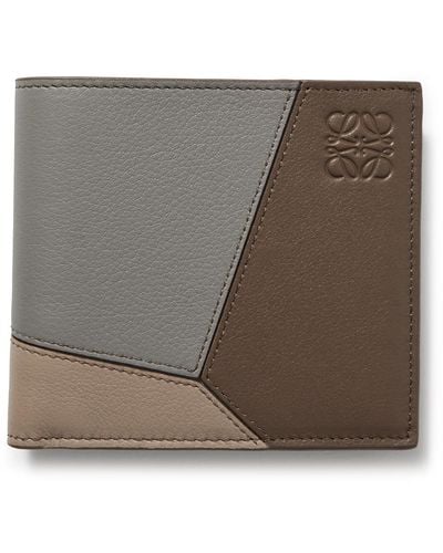 Loewe Puzzle Logo-debossed Leather Bifold Wallet - Gray