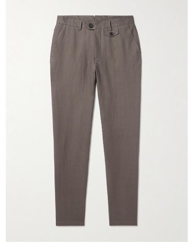 Oliver Spencer Fishtail Tapered Linen Trousers - Grey