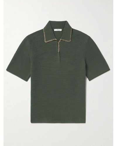 MR P. Embroidered Cotton Polo Shirt - Green