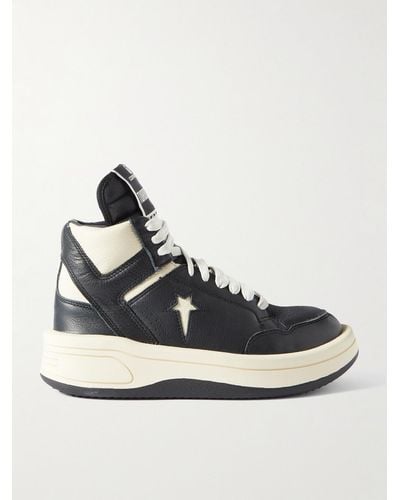 Rick Owens Converse Turbowpn Full-grain Leather High-top Trainers - Blue